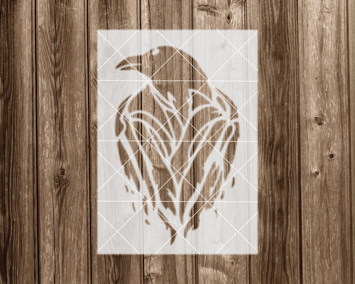 Raven Bird Stencil, Reusable Mylar for Painting and Crafts, 2406