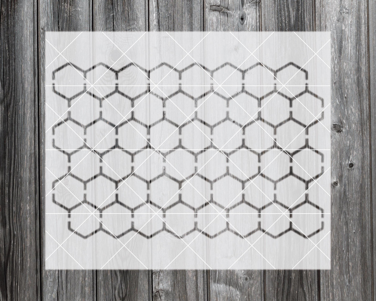 a wooden background with a repeating pattern of hexagonal shapes, creating a visually striking and geometric design.