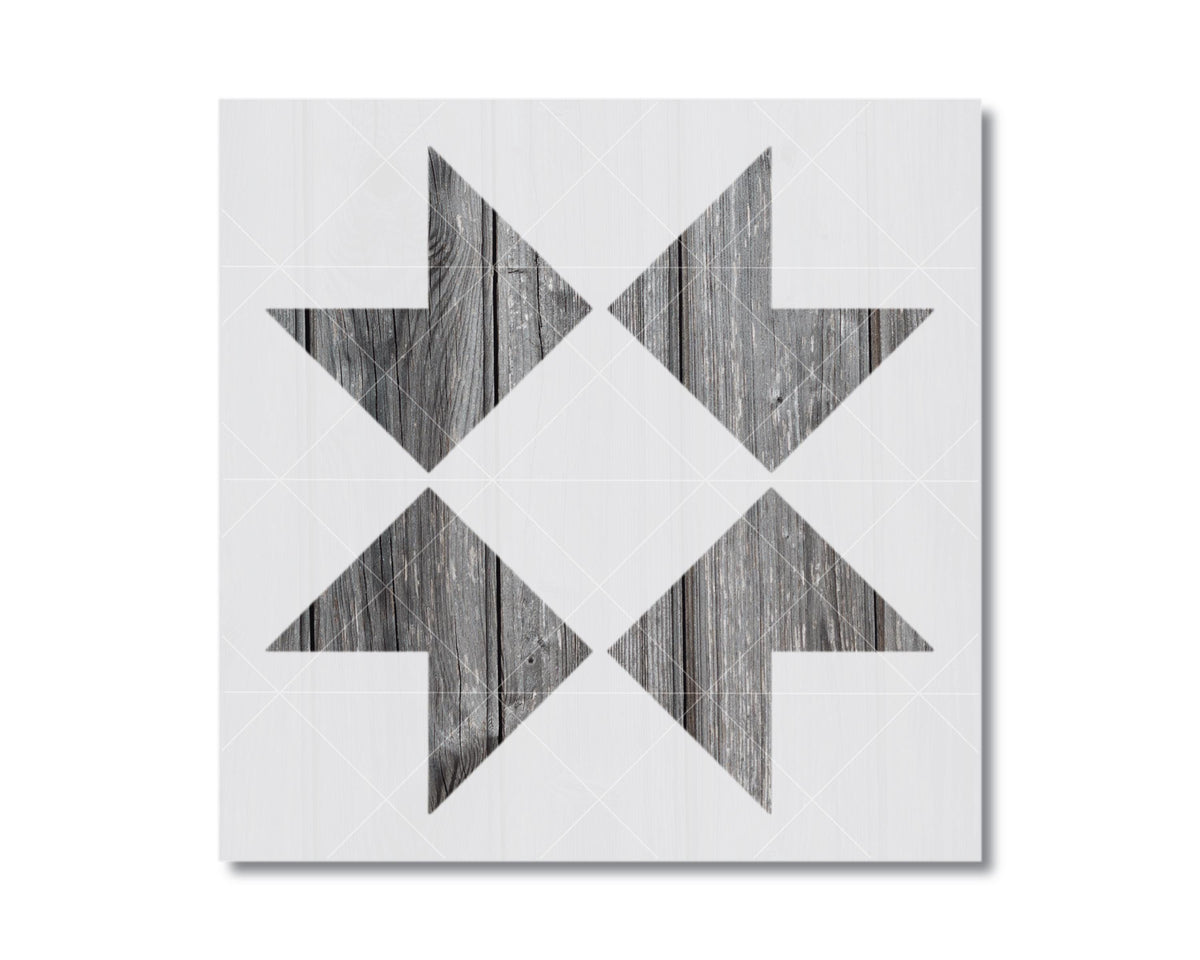 The image is a square with four black and white geometric shapes, resembling arrows or arrows pointing in different directions.