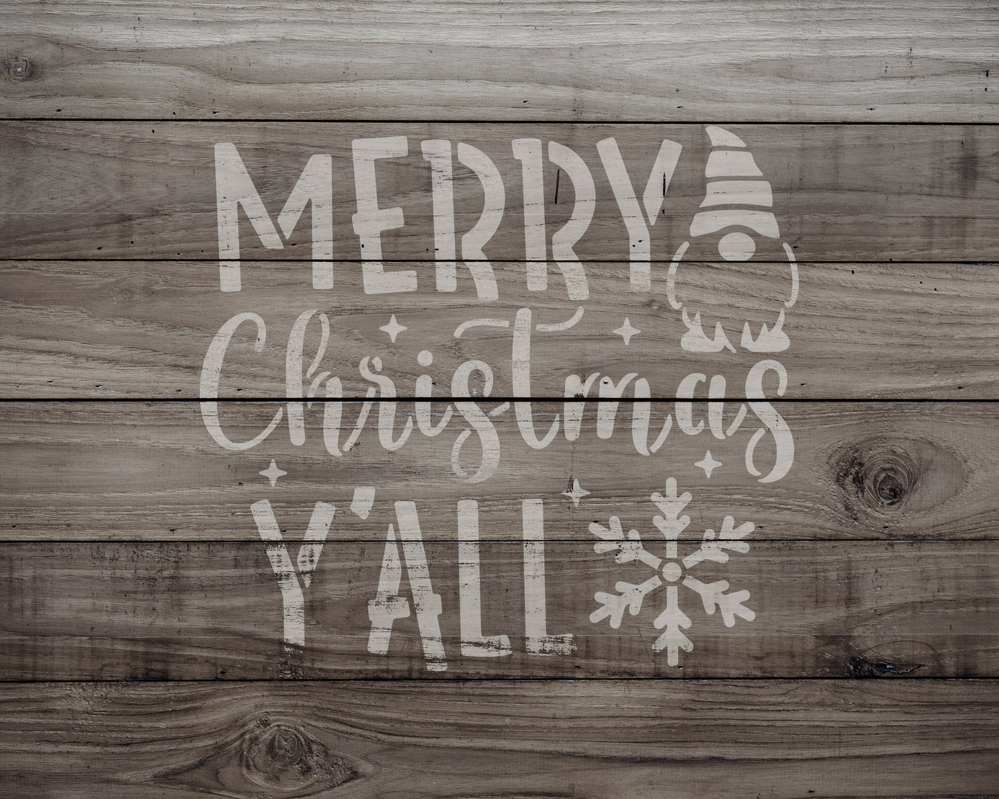 Merry Christmas Y'all Stencil, Reusable Stencil For Painting, 901