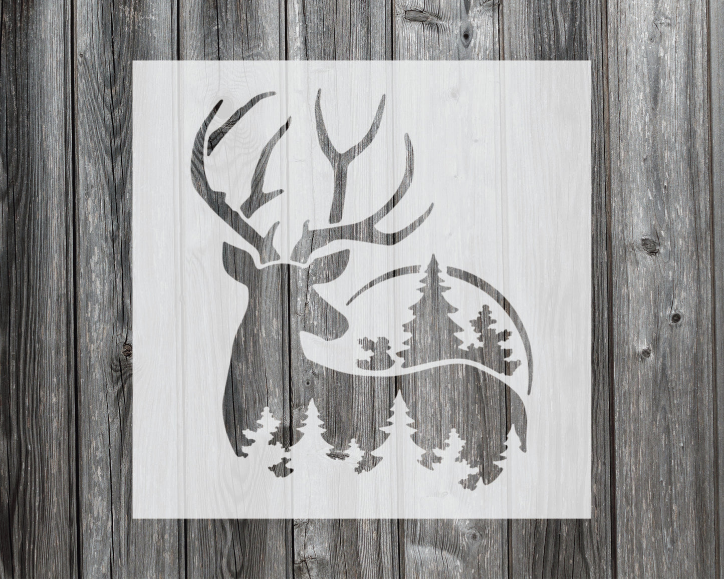 Deer with Forest Stencil, Reusable Stencil For Painting, 944