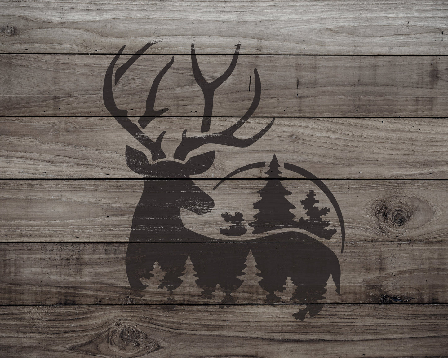 Deer with Forest Stencil, Reusable Stencil For Painting, 944