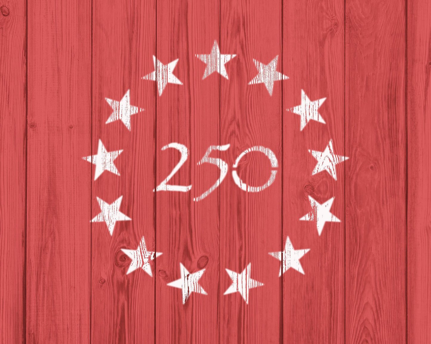 a red wooden background with white stars arranged in a circular pattern. The number "250" is prominently displayed in the center of the image.