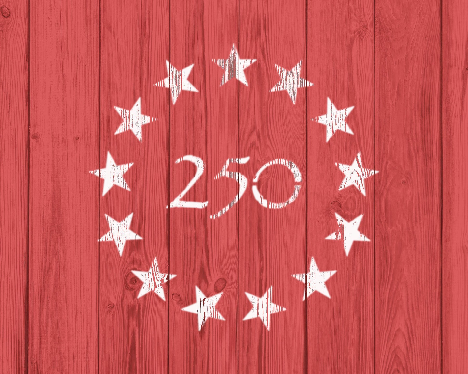 a red wooden background with white stars arranged in a circular pattern. The number "250" is prominently displayed in the center of the image.