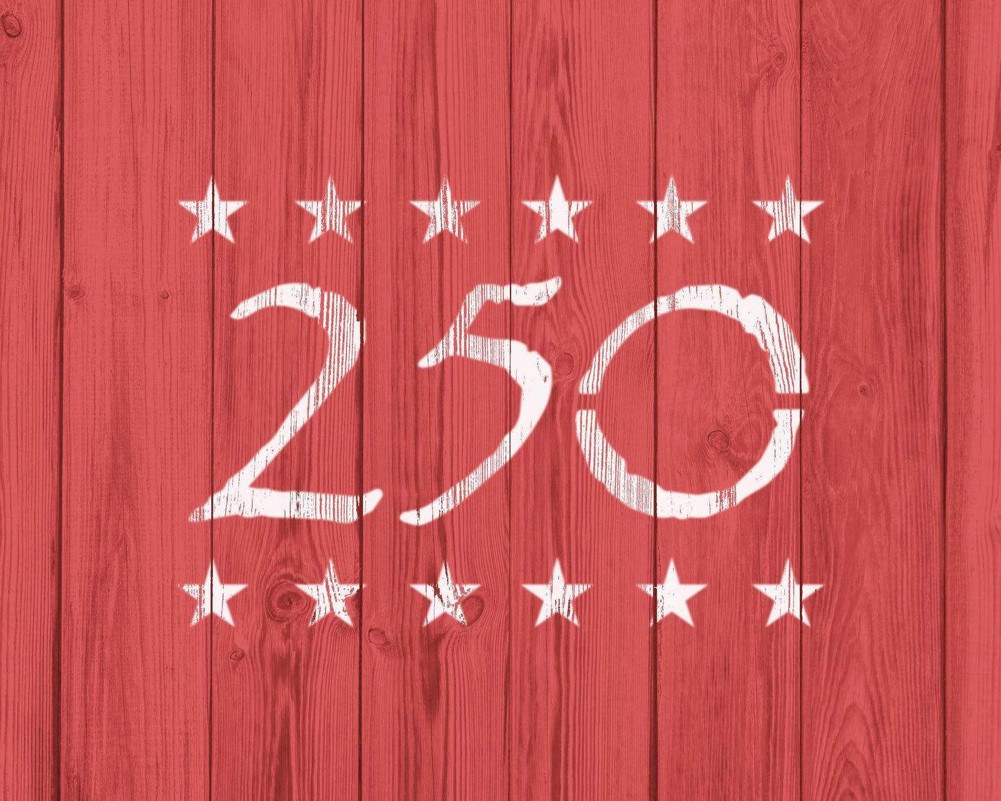 a red wooden background with white text and stars.