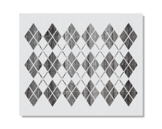 a repeating pattern of diamond shapes in black and white, creating a visually striking and geometric design.