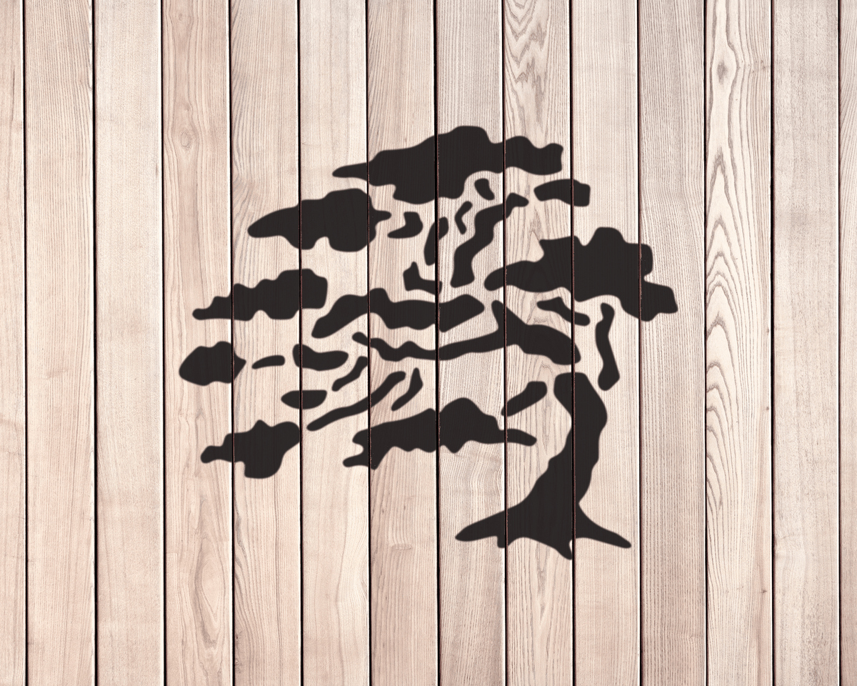 a silhouette of a tree, which is a black and white representation of a tree shape.