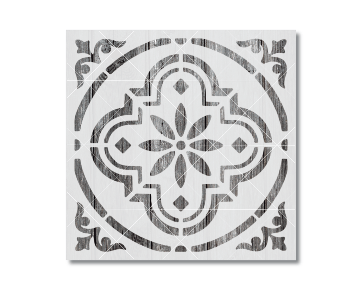 a square-shaped design with a floral pattern and decorative elements.