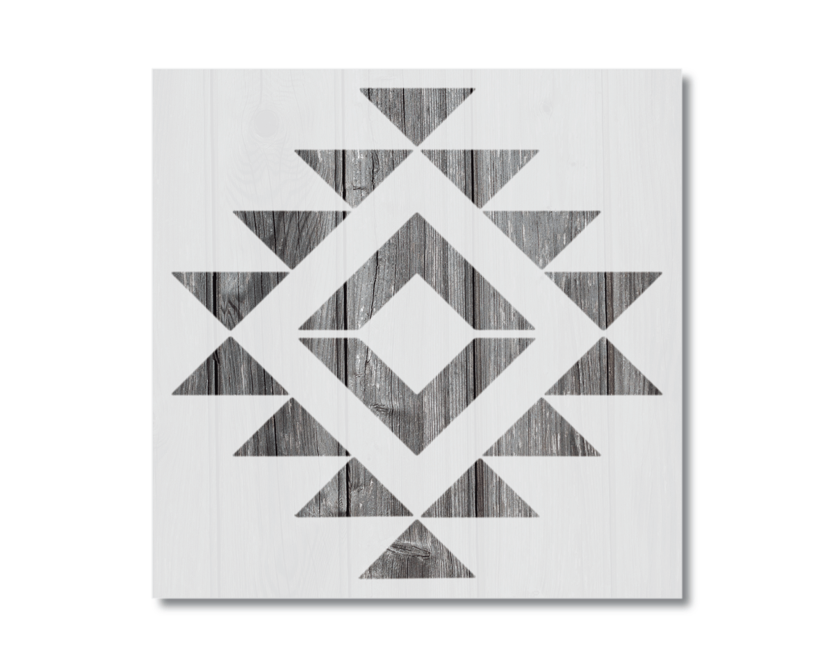 a geometric design composed of various shapes, including triangles and squares, arranged in a visually striking manner.