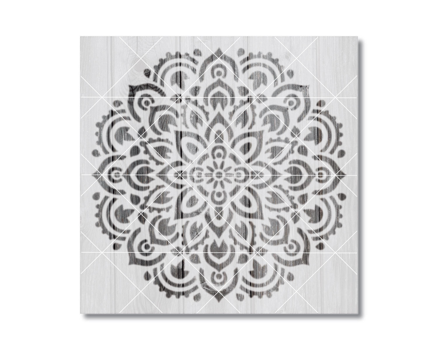 a symmetrical, intricate mandala-like design with a repeating pattern of floral and geometric elements.