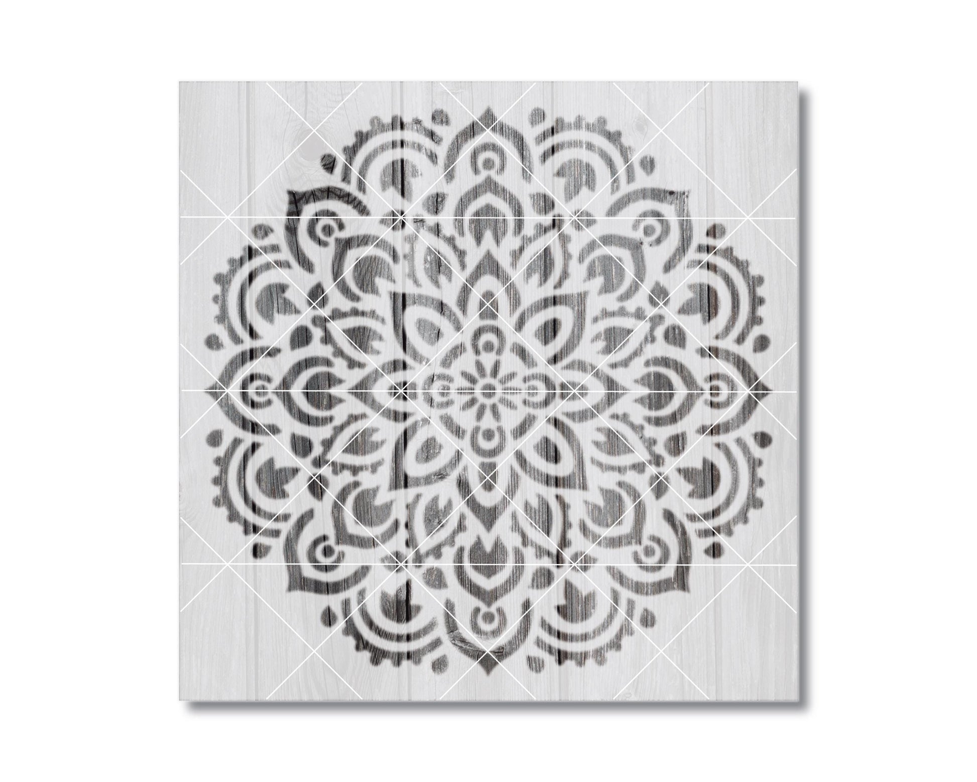 a symmetrical, intricate mandala-like design with a repeating pattern of floral and geometric elements.