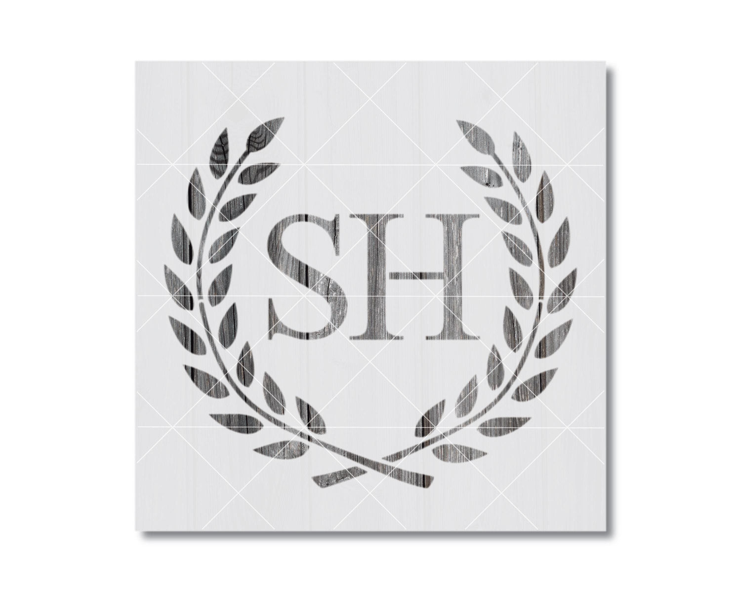 a monochromatic logo with a laurel wreath and the letters "SH" inside it.