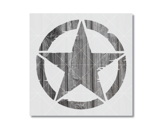 a star-shaped symbol with a wooden texture, creating a visually striking contrast between the star and the wood grain.