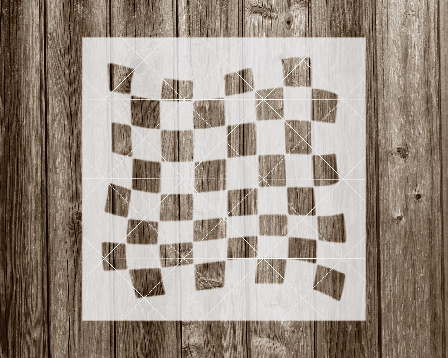 Checkerboard Warped Stencil, Reusable Stencil For Painting, 2118