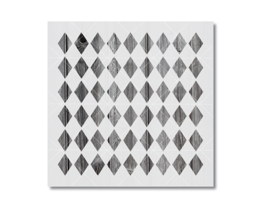 The image is a square canvas with a repeating pattern of diamond shapes in black and white.
