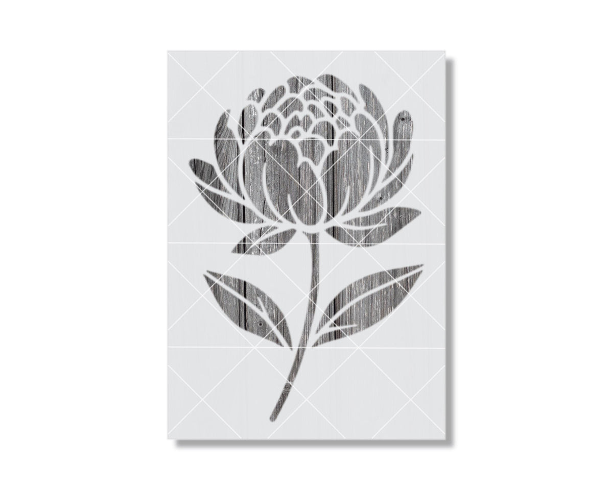 A black and white image depicting a stylized flower with a textured appearance.