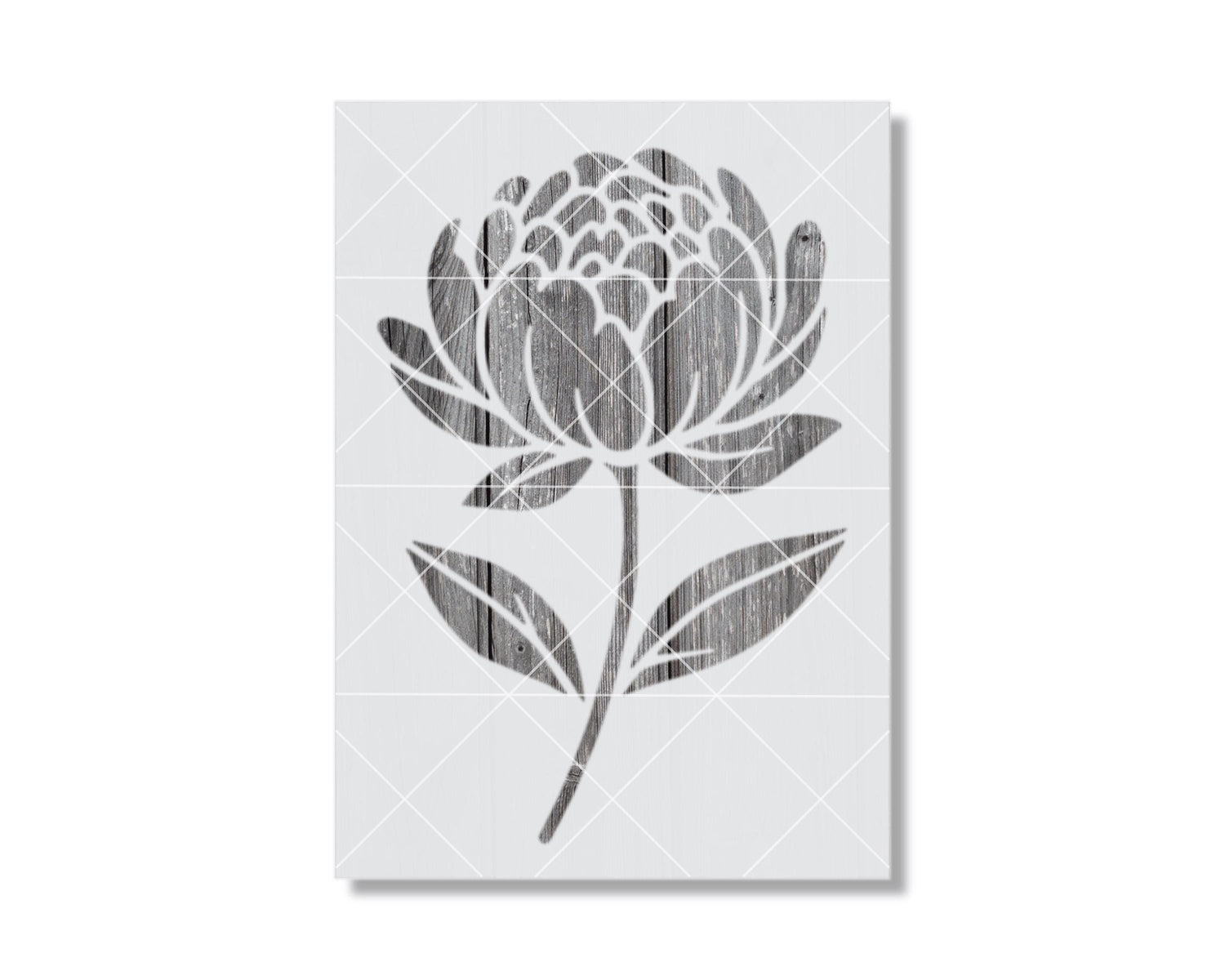A black and white image depicting a stylized flower with a textured appearance.