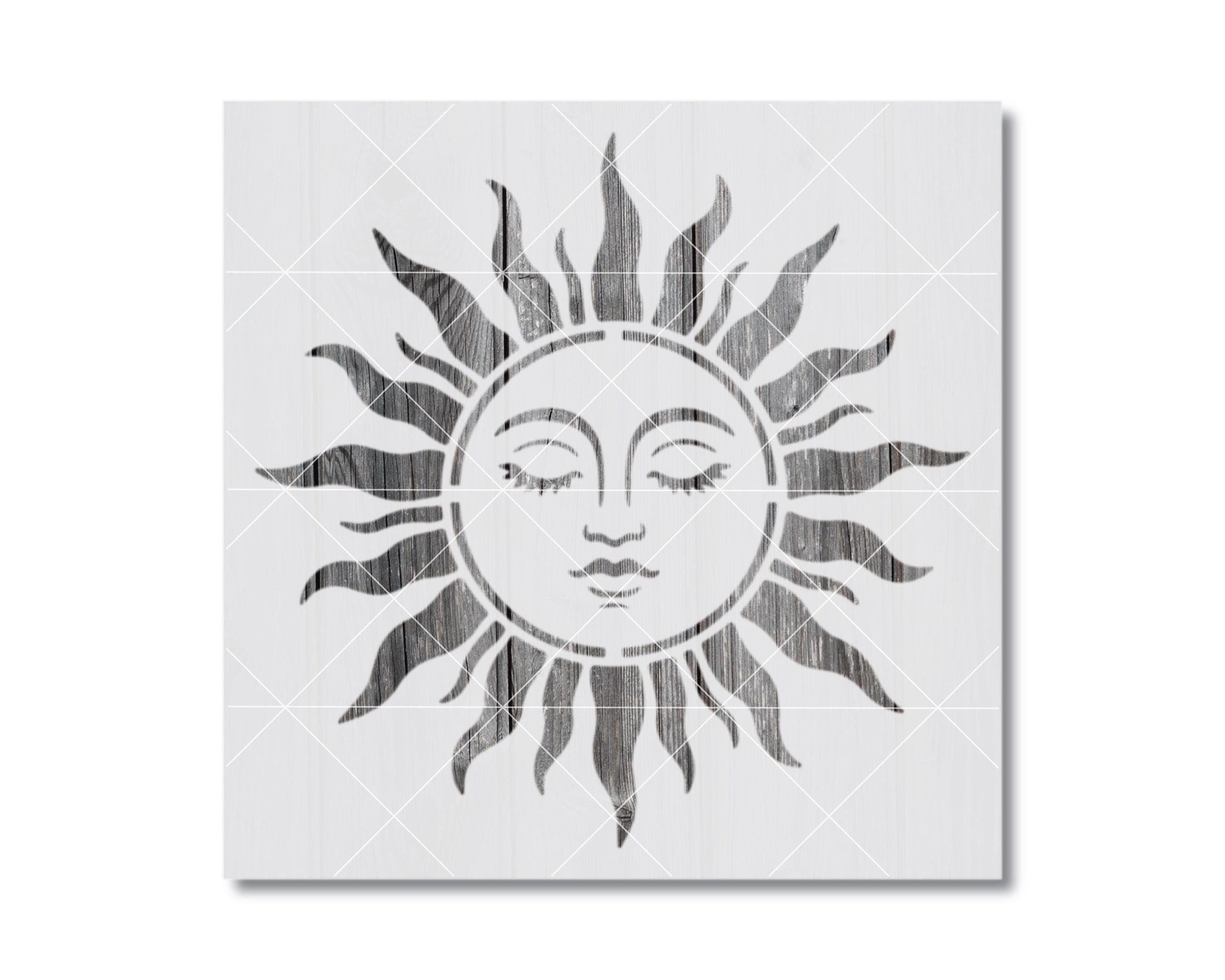 A black and white illustration of a sun with a face, featuring a sun-like design with rays emanating from the center.