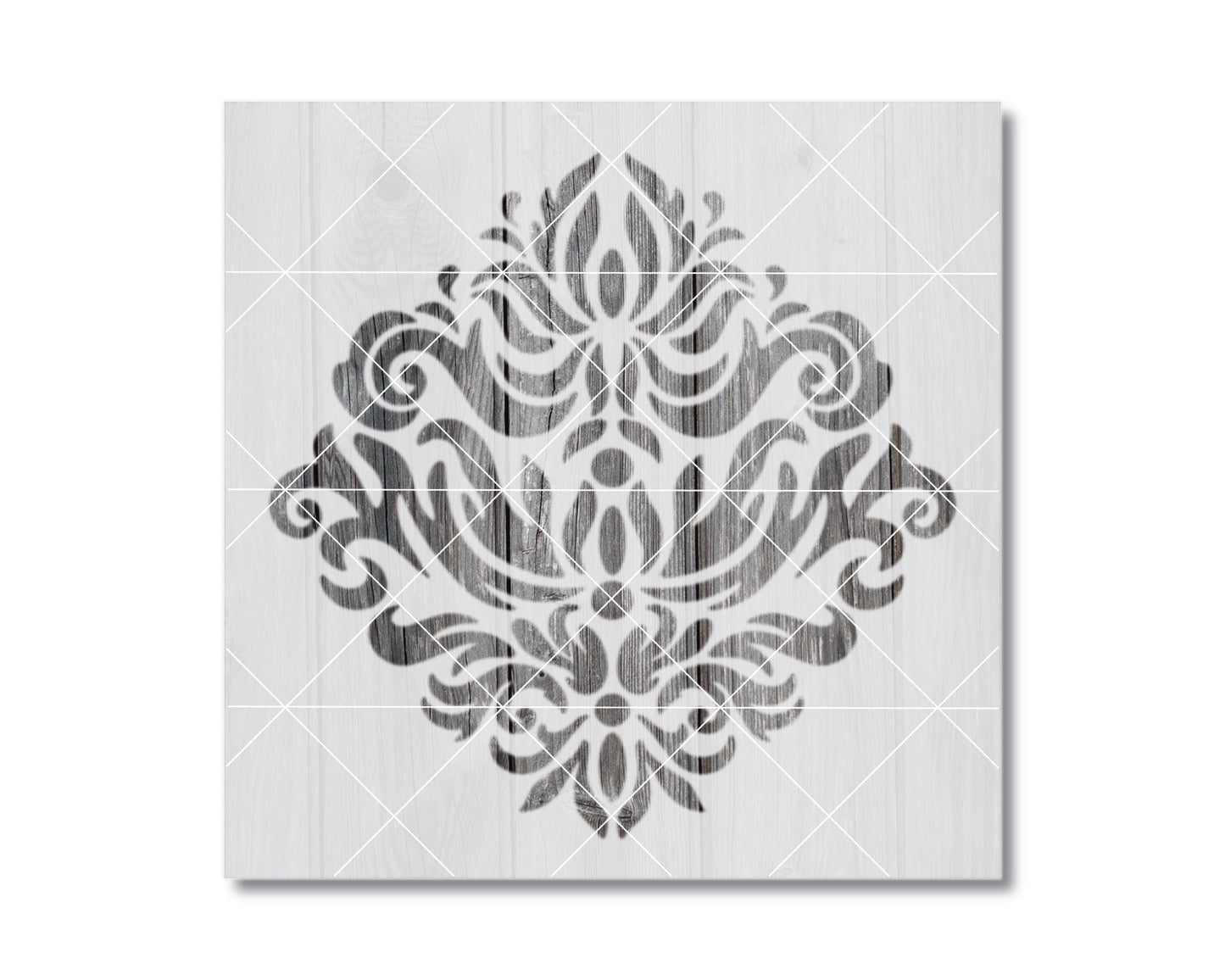 a decorative black and white design with intricate patterns and swirls.