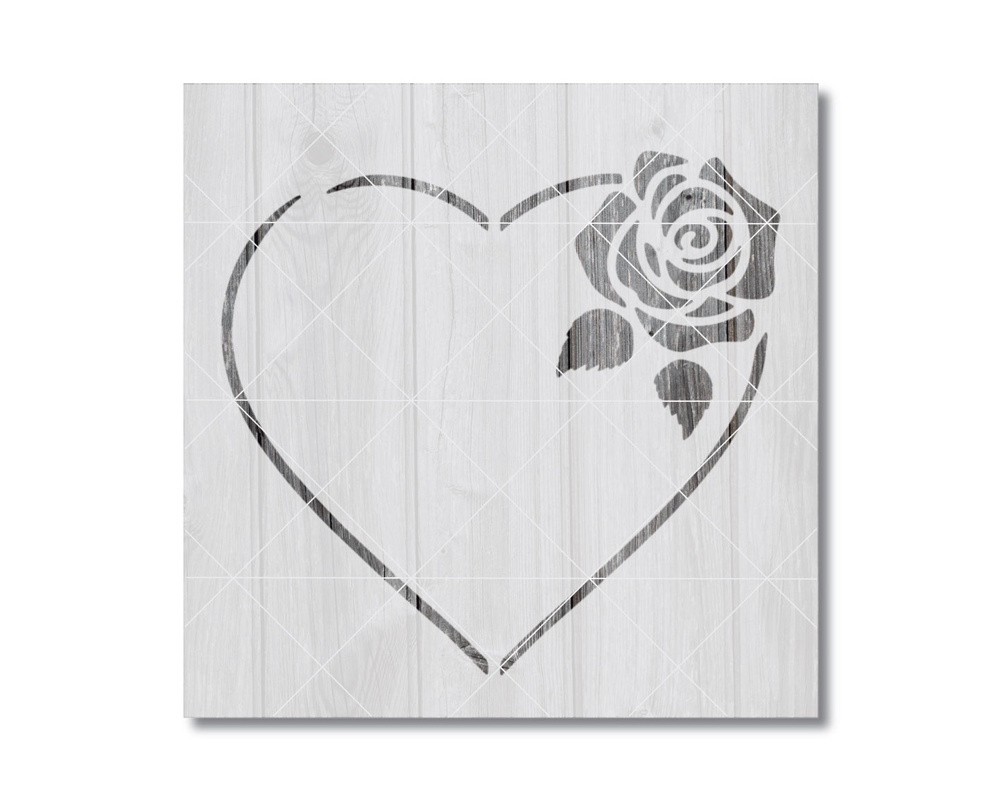 Heart with Rose Stencil, Reusable Stencil For Painting, 2112