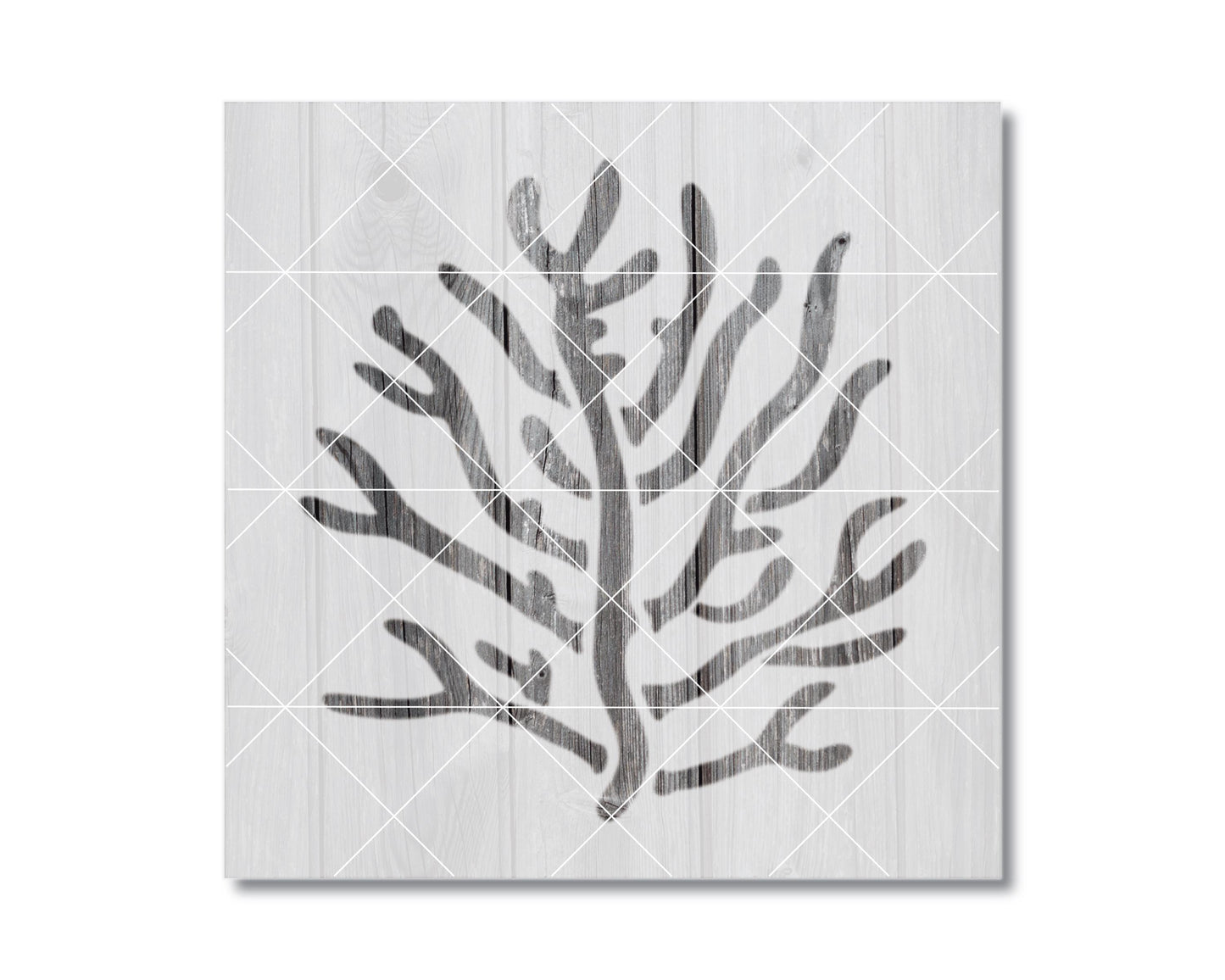 The image is a black and white graphic of a stylized tree or plant with intricate, abstract shapes and lines.