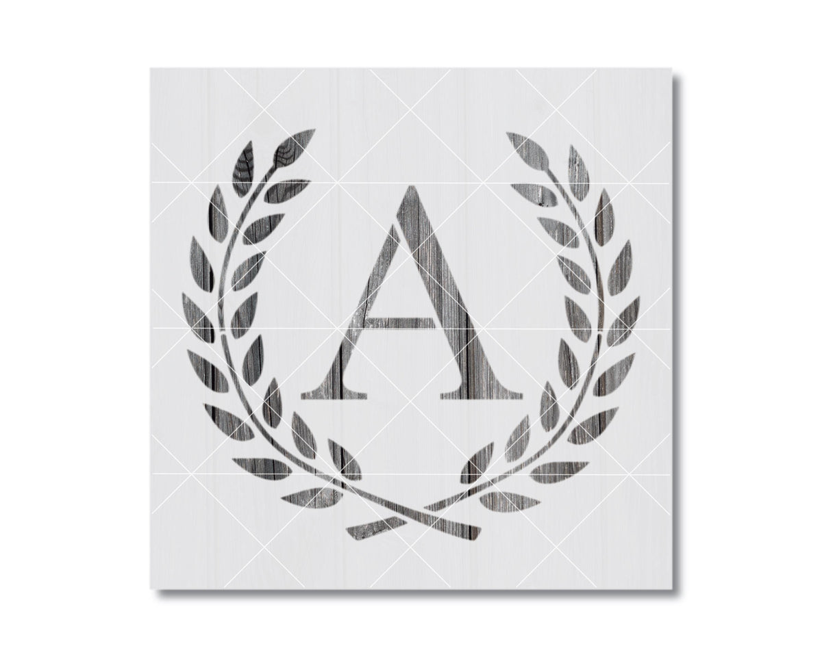 a monogrammed letter "A" with a laurel wreath design, which is a stylized symbol often associated with victory, honor, and achievement.