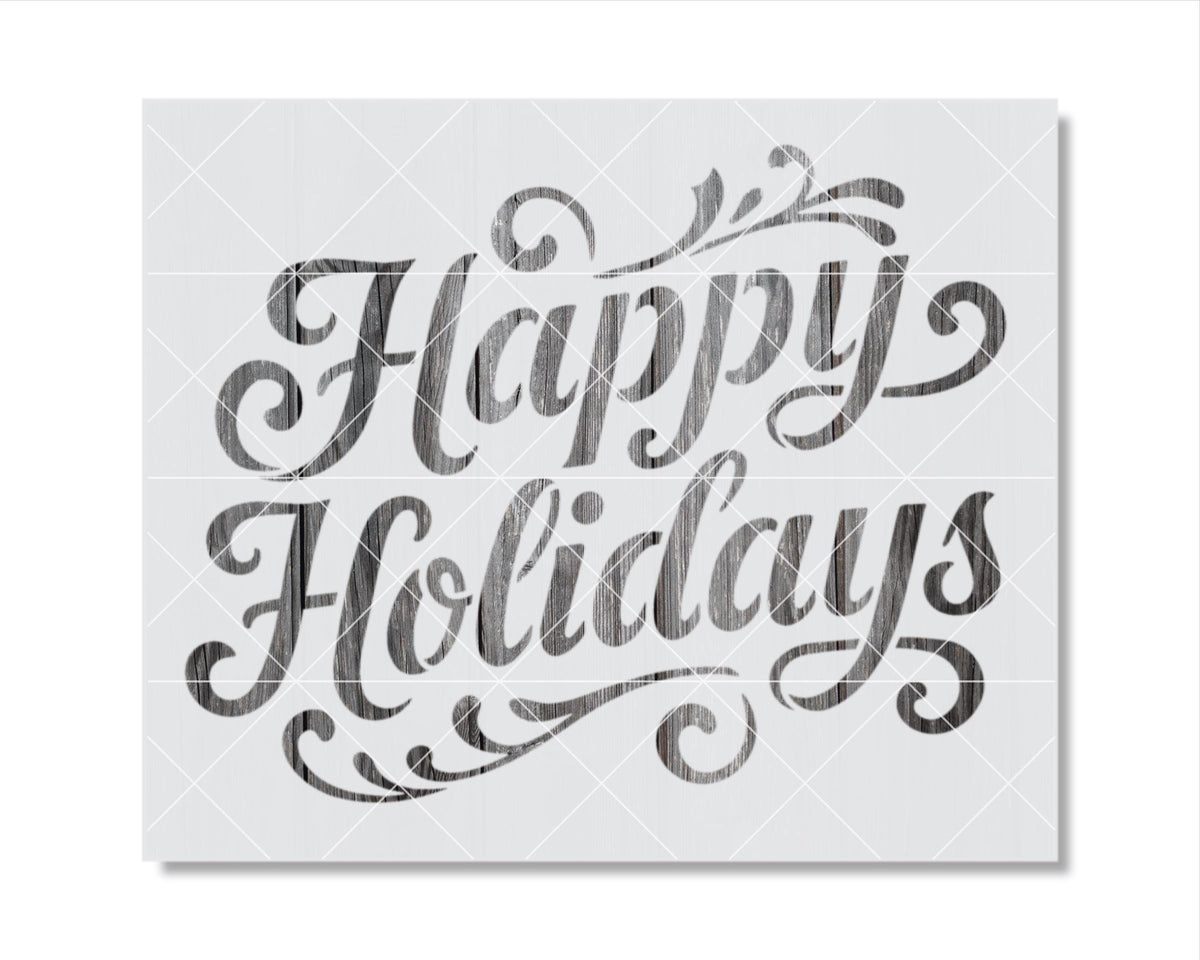 the text "Happy Holidays" in a decorative, cursive font.
