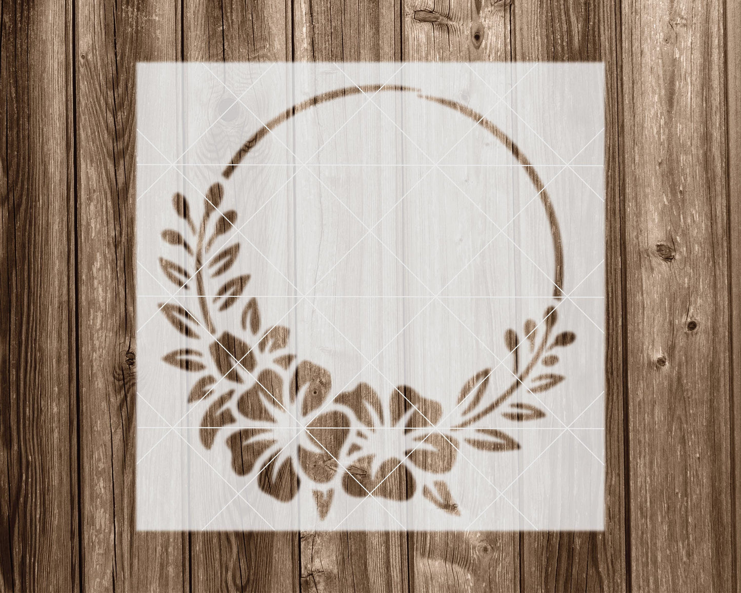 Wreath Stencil: Floral Design - Durable Food Safe Mylar 2400