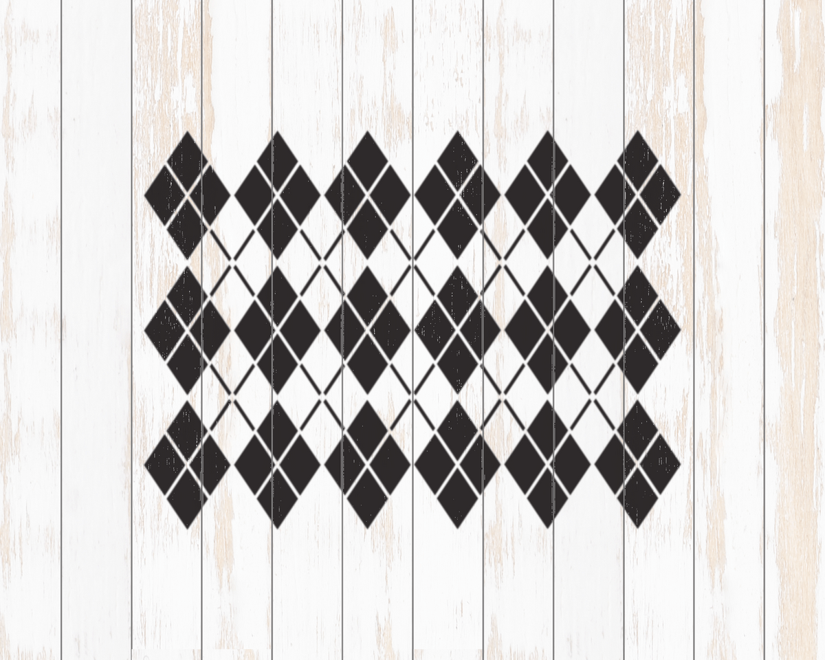 a repeating pattern of black and white diamond shapes arranged in a diagonal line across a white background.