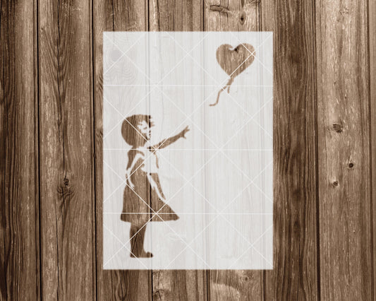 Banksy Heart Balloon Girl Stencil, Reusable Stencil For Painting, 2336
