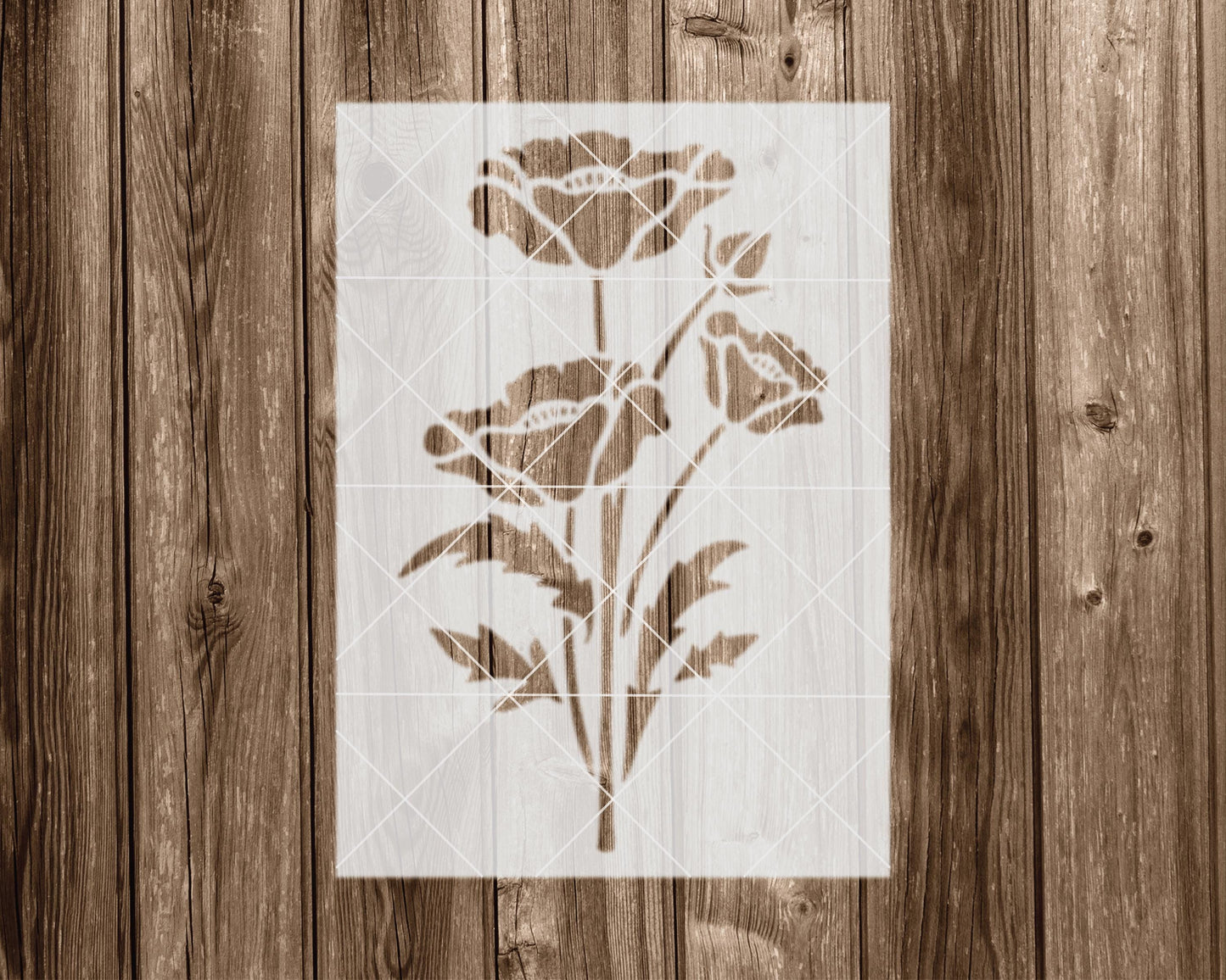 Poppy Flower Stencil, Reusable Mylar for Painting and Crafts, 2360