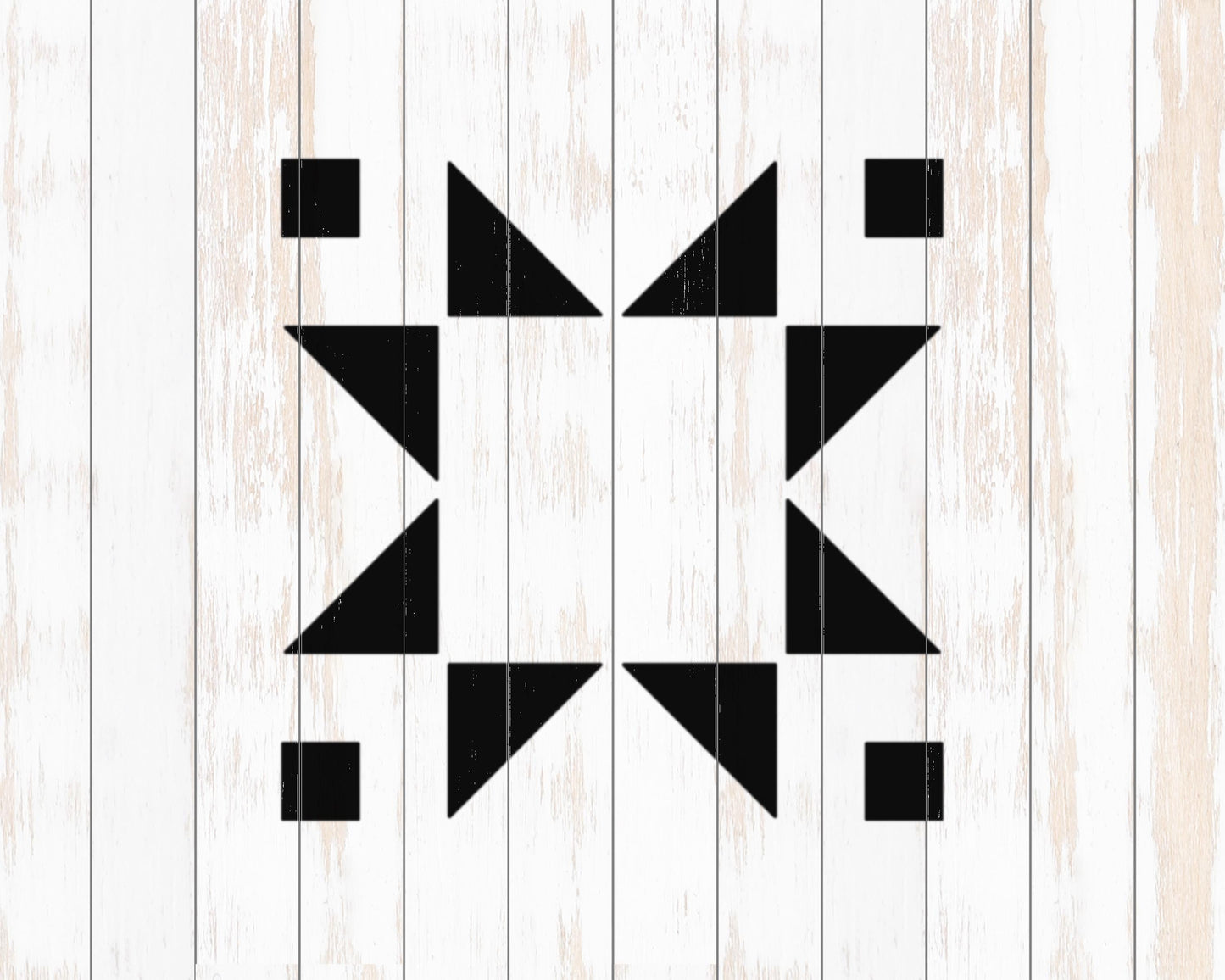 a black and white geometric design composed of various shapes, including triangles and rectangles, arranged in a visually striking pattern.