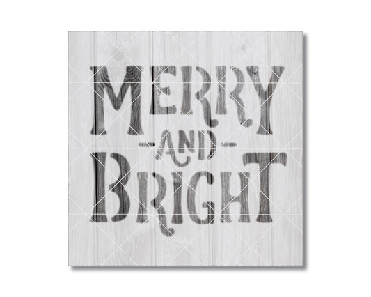 Reusable Painting Stencil - Merry and Bright Holiday Craft Stencil | Food Safe Mylar 2345