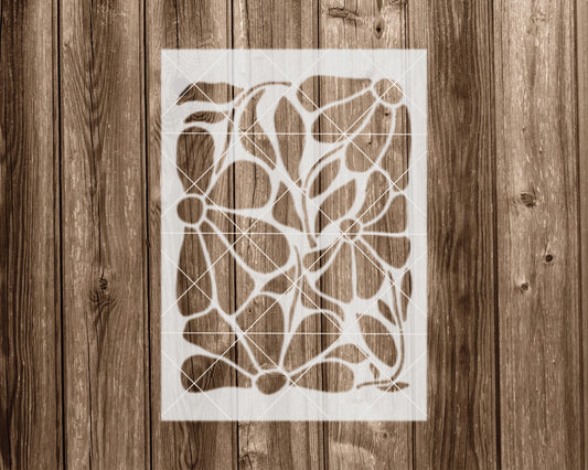 Reusable Art Stencil – Retro Flowers Floral Design | 5x7 Inch Mylar Sheet