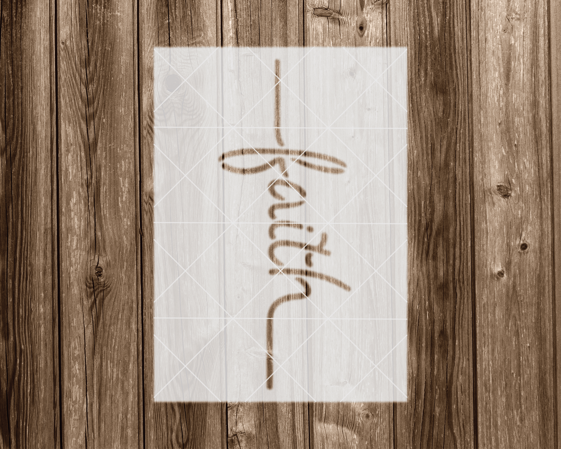 a picture of a cross on a wooden wall