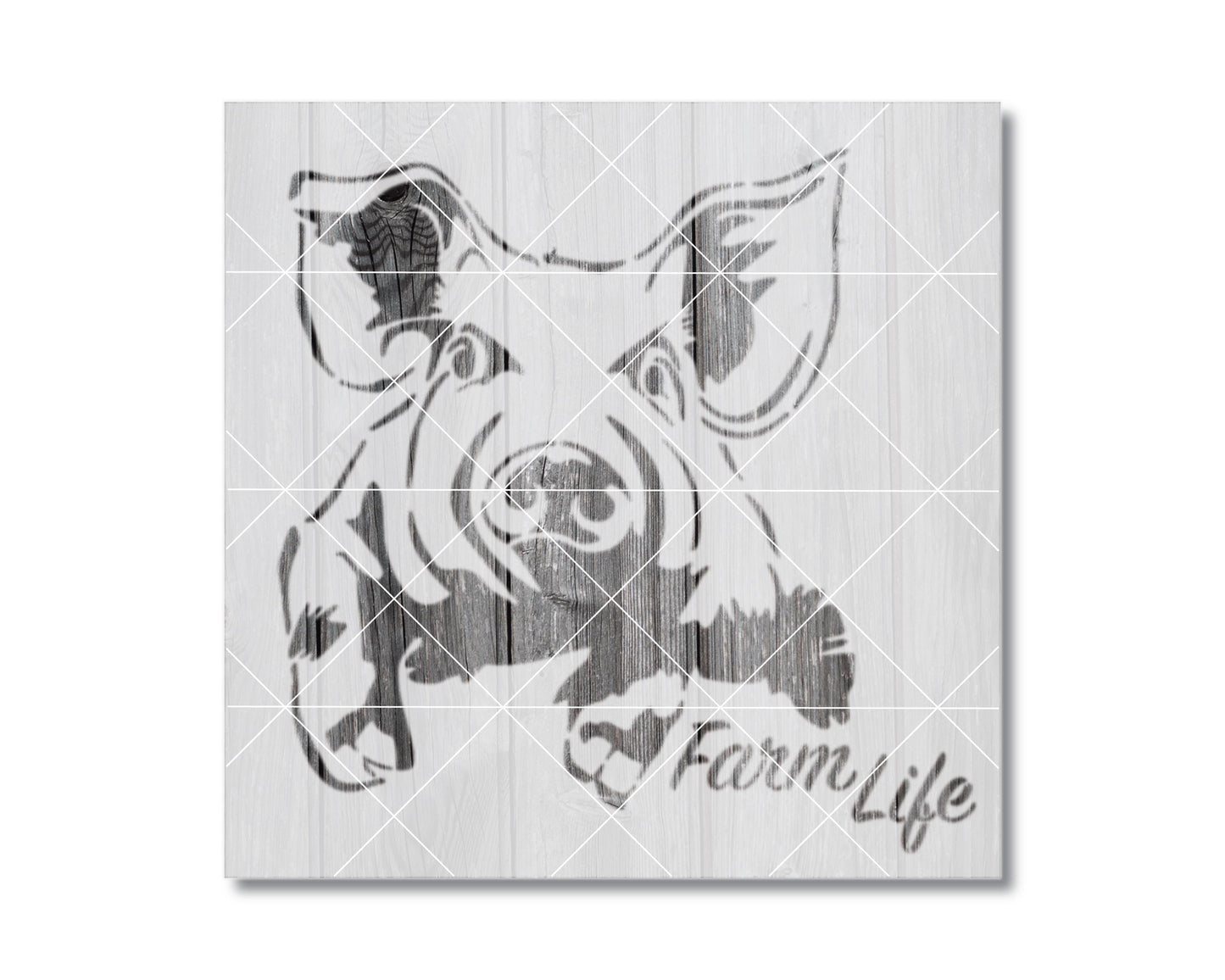 A black and white illustration of a pig with the text "Farm Life" below it.