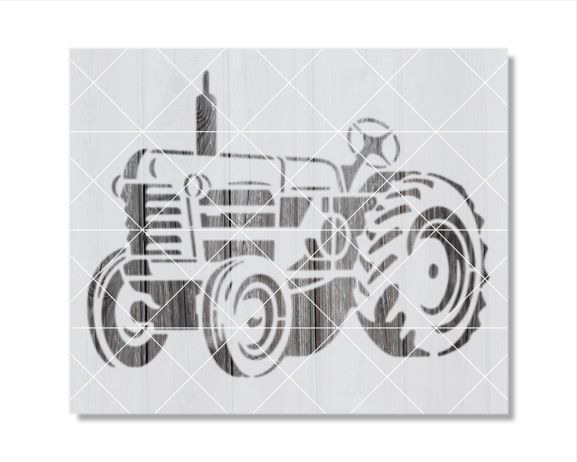 A black and white illustration of a tractor.