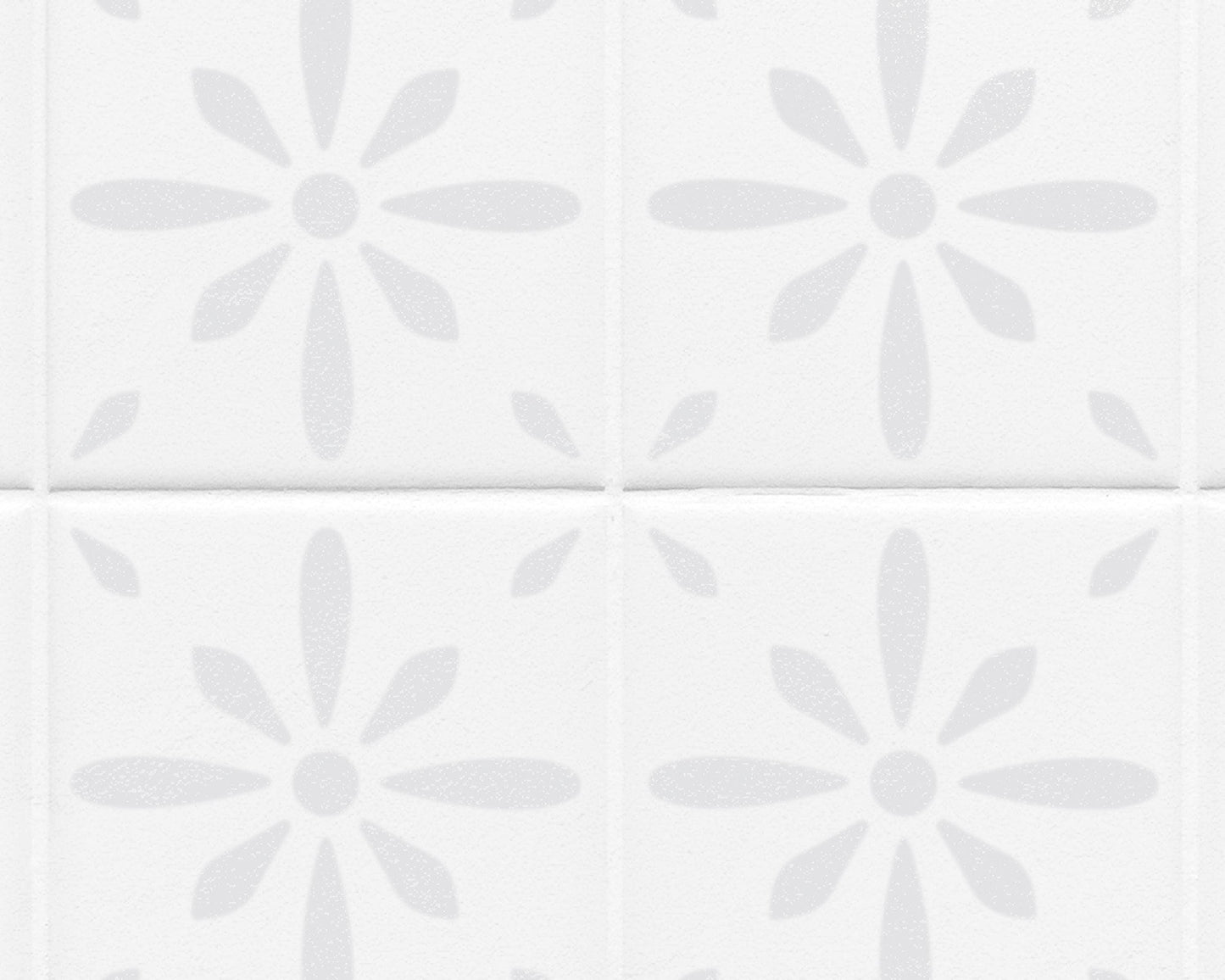 a repeating pattern of white flower-like shapes on a white background.