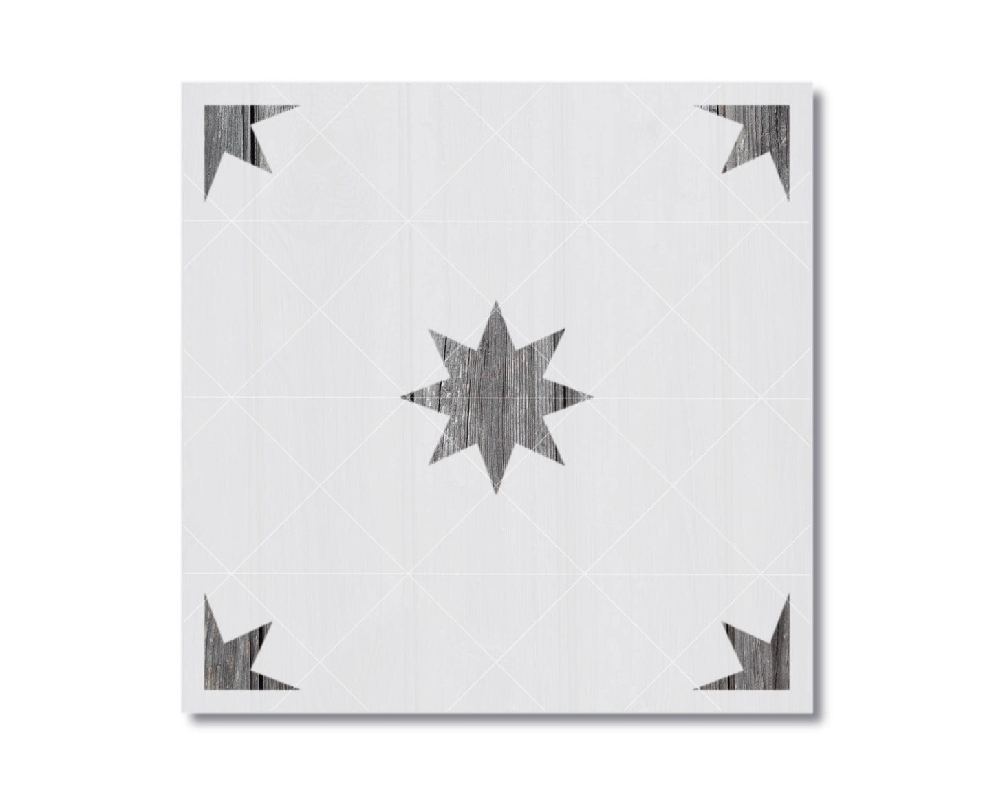 a square tile with a star-shaped design in the center.