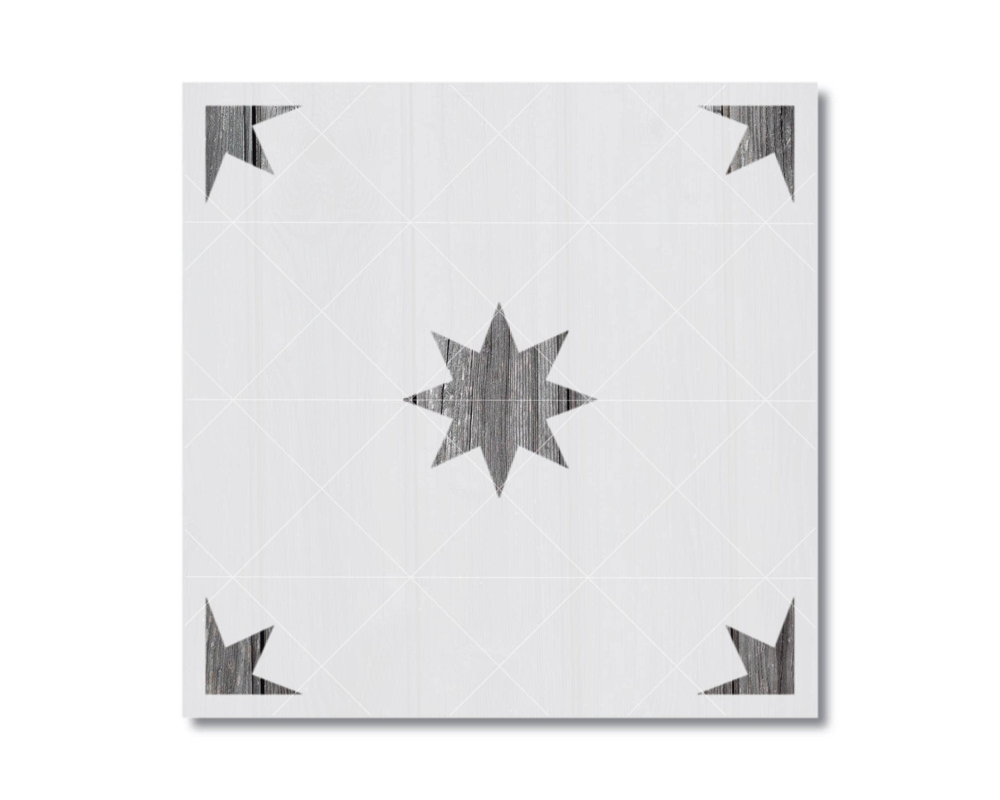 a square tile with a star-shaped design in the center.