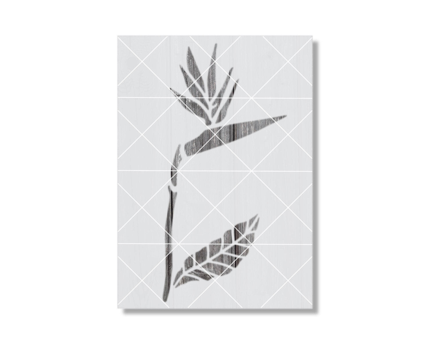 A black and white image depicting a stylized flower or plant with a geometric pattern.