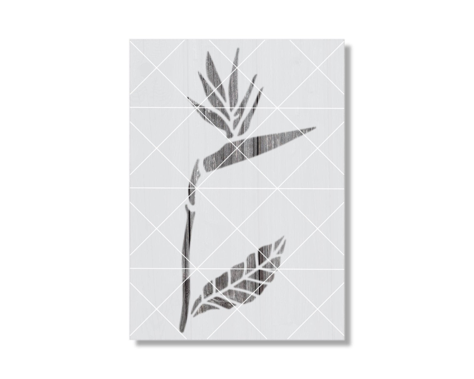 A black and white image depicting a stylized flower or plant with a geometric pattern.