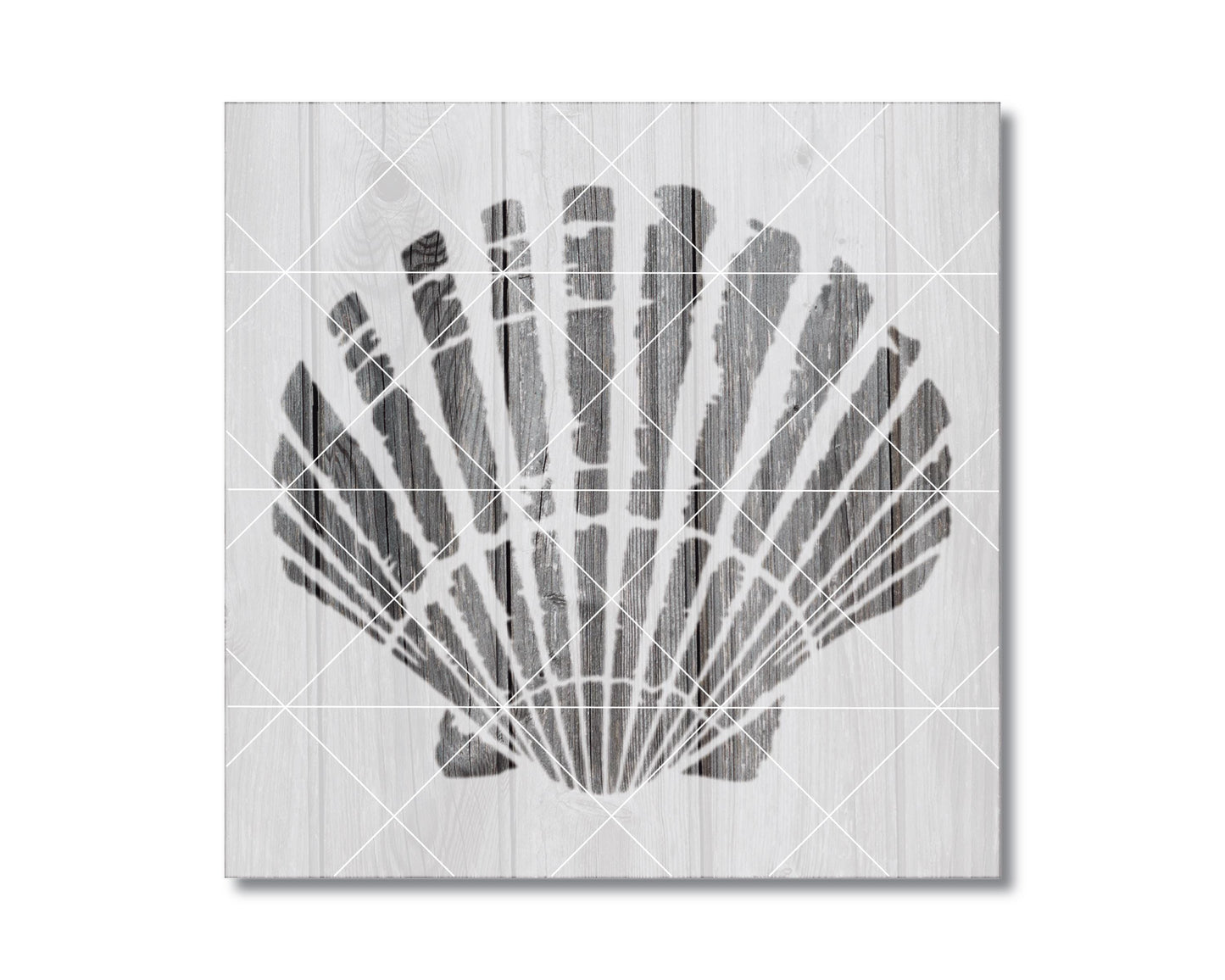 The image is a black and white graphic of a seashell, which is a type of shellfish.