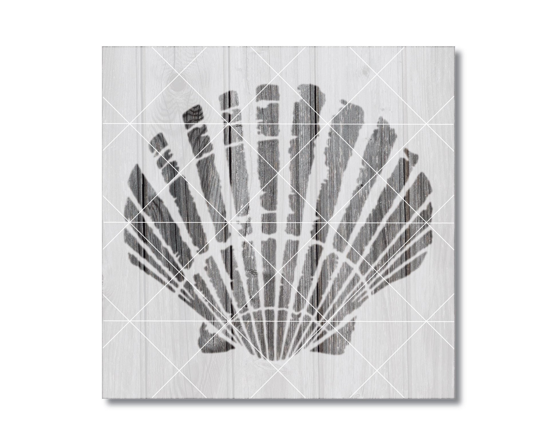 The image is a black and white graphic of a seashell, which is a type of shellfish.