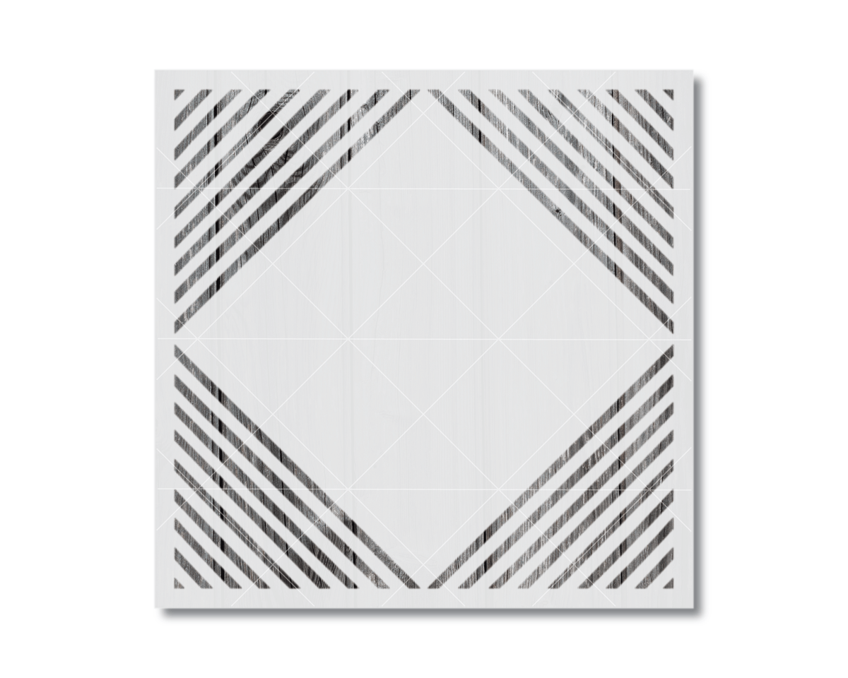 a square with a geometric pattern of diagonal lines forming a diamond shape.