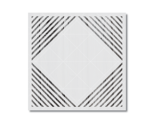 a square with a geometric pattern of diagonal lines forming a diamond shape.
