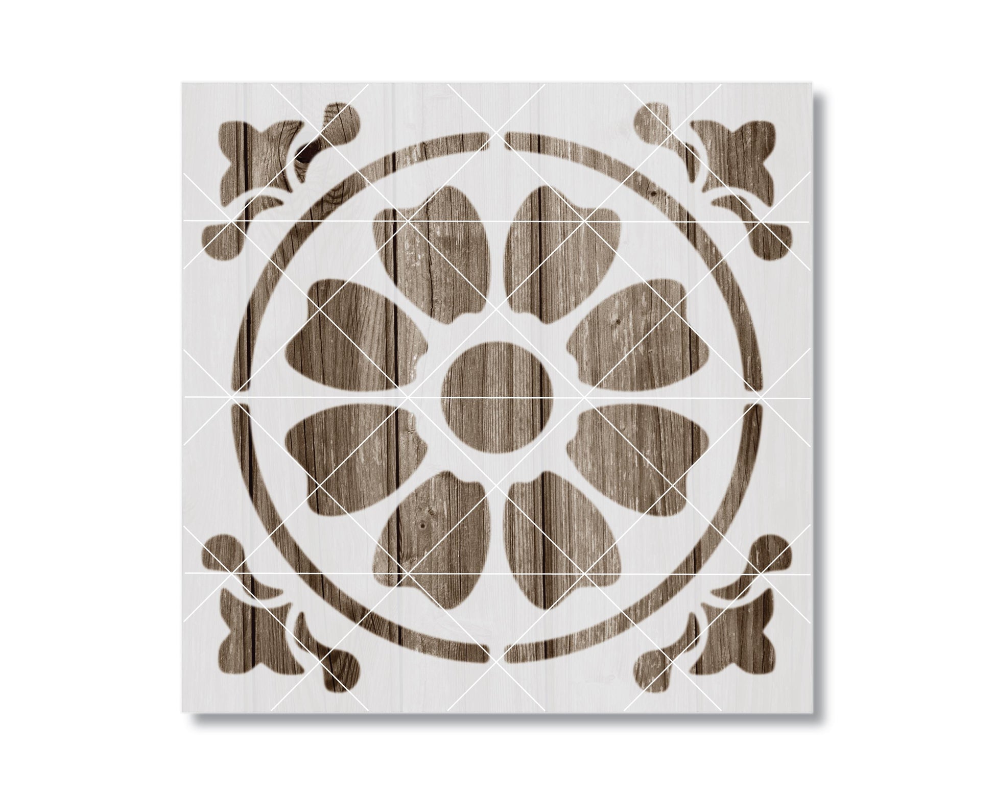 a square tile with a floral pattern on it.
