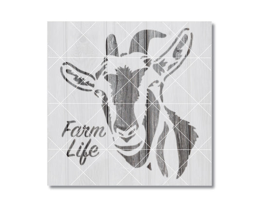 a stylized silhouette of a goat's head with the text "Farm Life" below it.