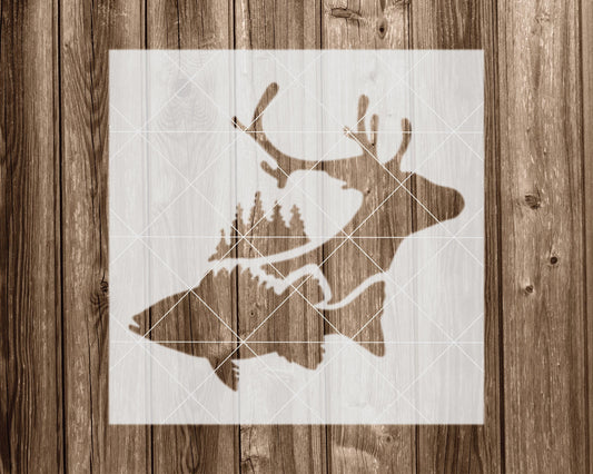 Deer with Fish Stencil, Reusable Stencil For Painting, 2169