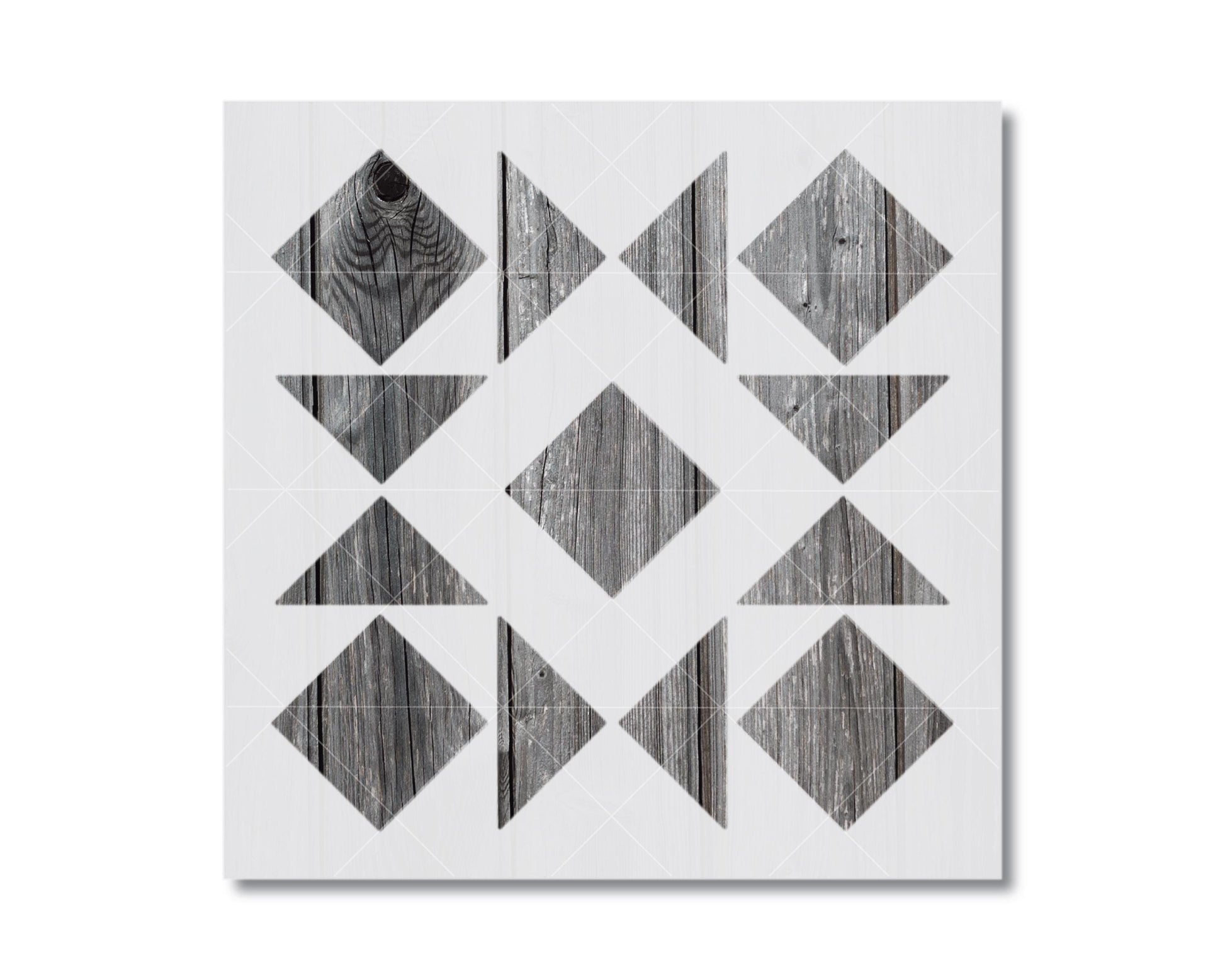 The image is a geometric design composed of various shapes, including triangles, diamonds, and rectangles, arranged in a visually appealing pattern.